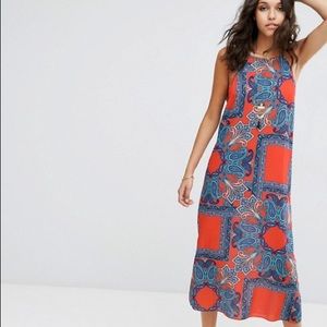 ASOS orange paisley shift dress